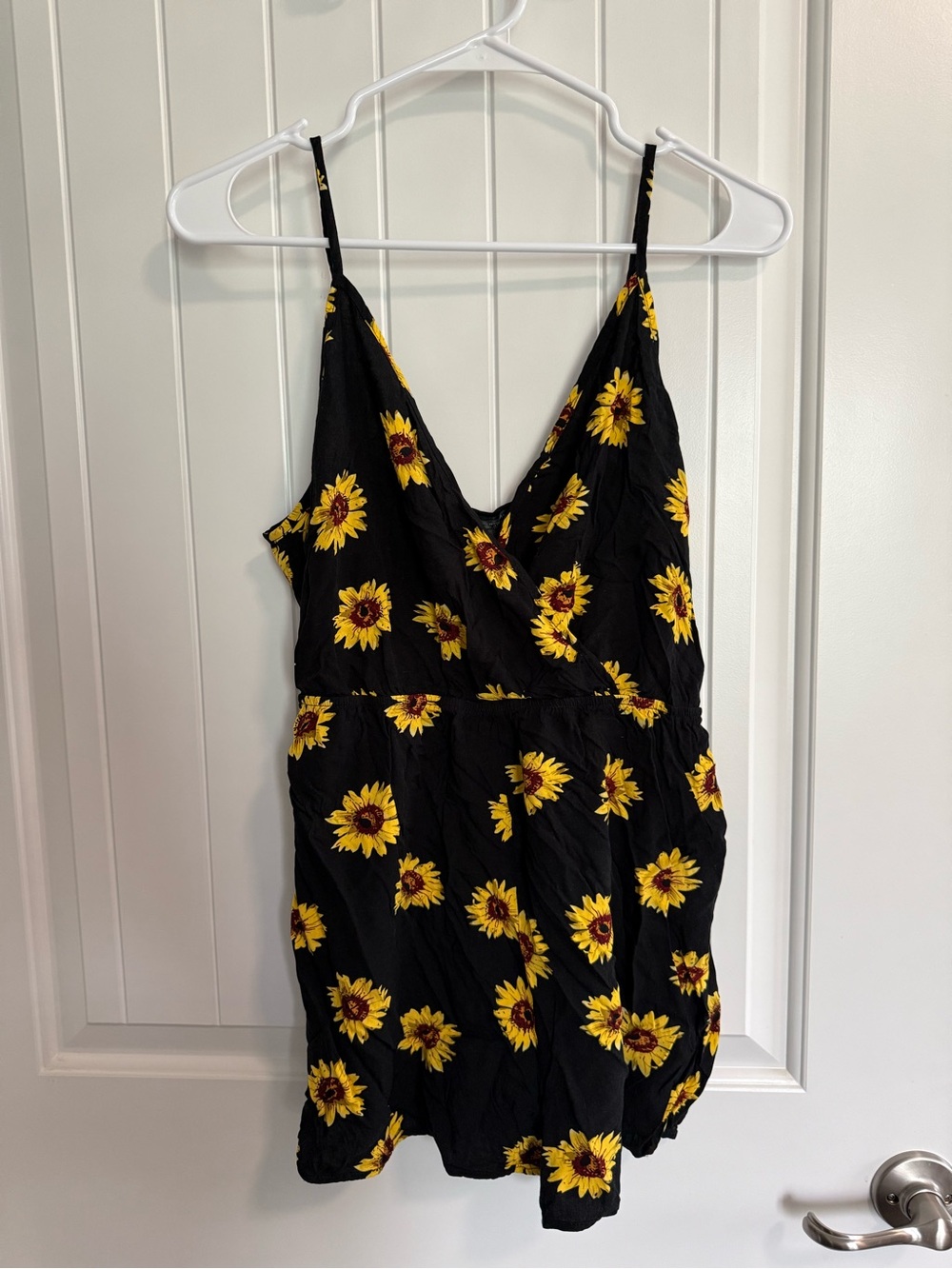 Sunflower Print Black Romper